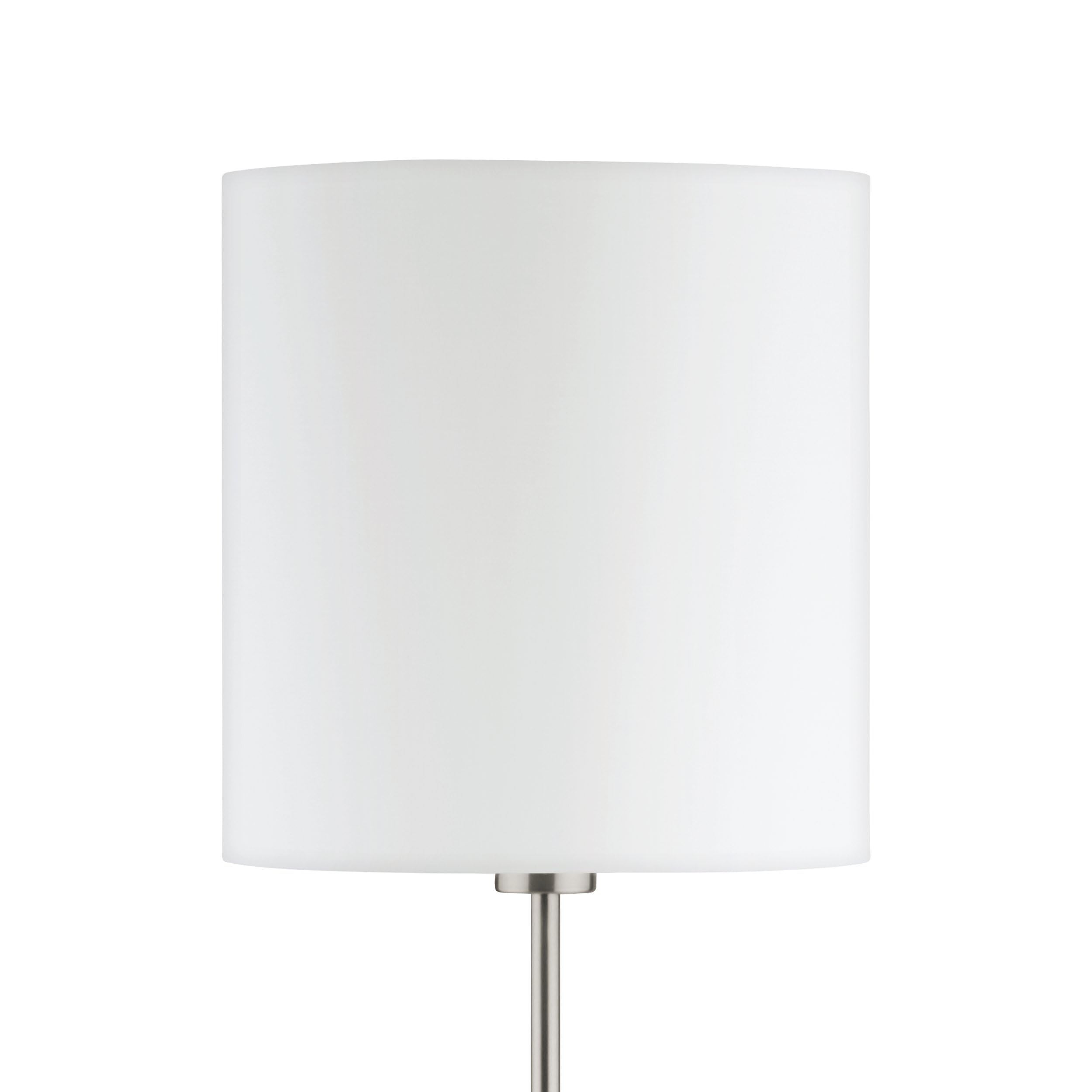 Eglo Lámpara de pie Pasteri, lámpara salón textil de 1 foco, lámpara de pie | de acero y tela, color níquel mate, blanco, portalámparas E27, incl interruptor de pie
