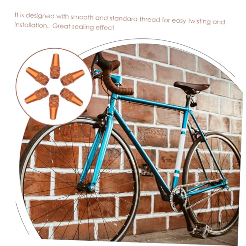 6 Pcs Tapones de Válvula Naranja para Bicicleta miniatura 3