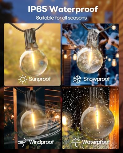 Image of LITVERSE String Lights for Outside 50 FT, Outdoor Lights for Patio with 50 + 1 Shatterproof LED Edison Bulbs, G40 Waterproof Connectable Hanging Lights for Backyard Bistro Party Balcony