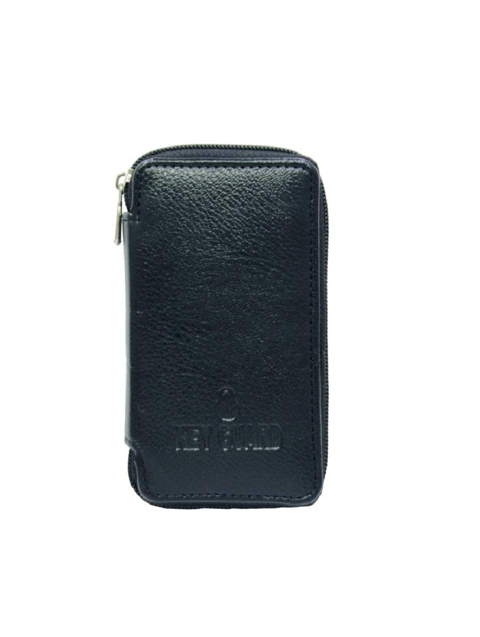 R H LIFESTYLEBlack Color Portable Genuine Leather Keychain Holder Pouch Case Organiser for Men Women (4-inch)