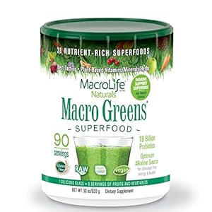 MacroLife Naturals Macro Greens Powder 38 Superfood Probiotic Antioxidant Enzyme & Herbal Supplement Immunity Energy Cleanse – Non-GMO Vegan Gluten-Free Dairy-Free – 30oz (90 Servings)