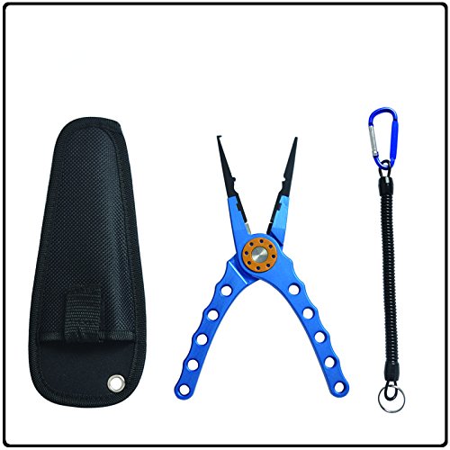 FG-1016 Aluminum Fishing Pliers Braid Cutters Split Ring Pliers Hook Remover Fish Holder with Sheath and Lanyard Cover