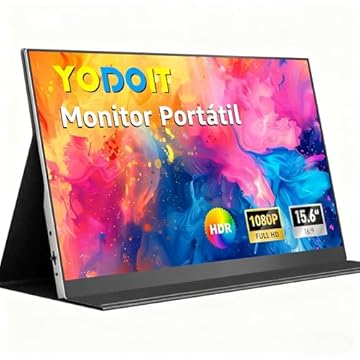 Yodoit Monitor Portátil 15,6" 1080P 100% SRGB FHD Monitor Tela com Porta USB Tipo C HDMI com Monitor de Capa Inteligente Compatível com Laptop, PC, MacBook, Xbox, PS5, Phone