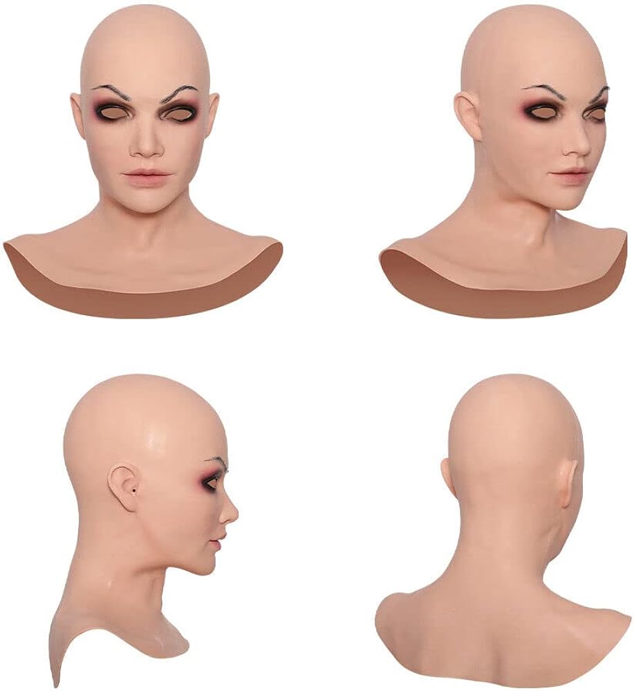 Miniatura 3 de YIQI Máscara de cabeza realista de silicona de hombre a mujer para travestis transgénero hechos a mano