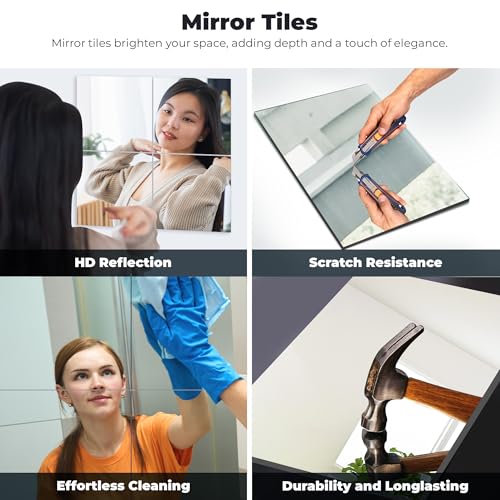 Workout Gym Mirror Tiles - 10x10 Pack of 4, Full-Length Self-Adhesive Frameless Exercise & Fitness Mirror for Wall Home – Fab Glass and Mirror by Fab Glass and Mirror - Image 3