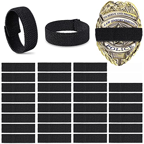 Yinder 30 Pieces Police Mourning Band Stripe Funeral Honor Guard Elastic Straps Police Officer Badge Mourning Twill Band (Black)
