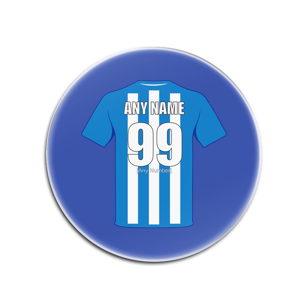 UNIGIFT Personalised Gift - Huddersfield Town Round Gloss Hardboard Coaster (Football Club Design Theme, Colour Options) - Any Name/Message on Your Unique Mat Pad - The Terriers