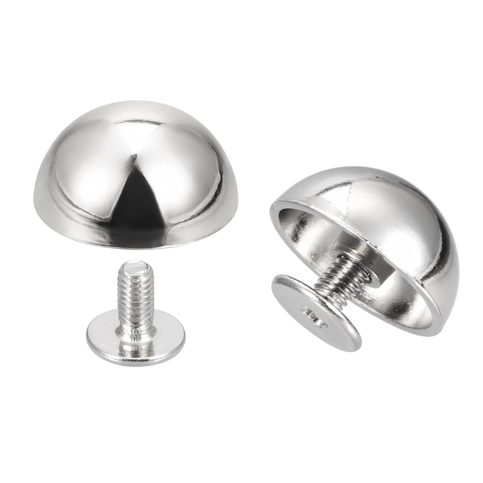 Rivets creux argentés uxcell à tête ronde 15 mm finition miroir pour cuir