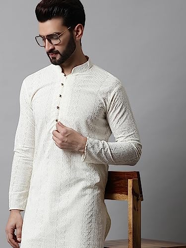 Image of Jompers Embroidered Cotton Kurtas for Men