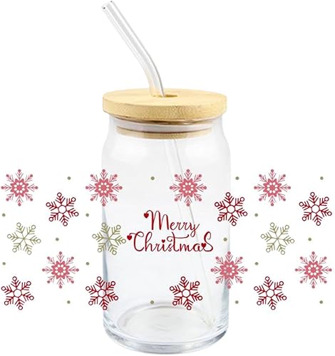 Miniatura 1 de Adhesivos de transferencia de Navidad UV DTF, etiqueta de transferencia de envoltura de copa UV DTF, Santa Claus impermeable envolturas de vasos