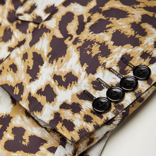 Men's Leopard Grain Blazer One Button Tuxedo Coat Party Dinner Suit Jacket4