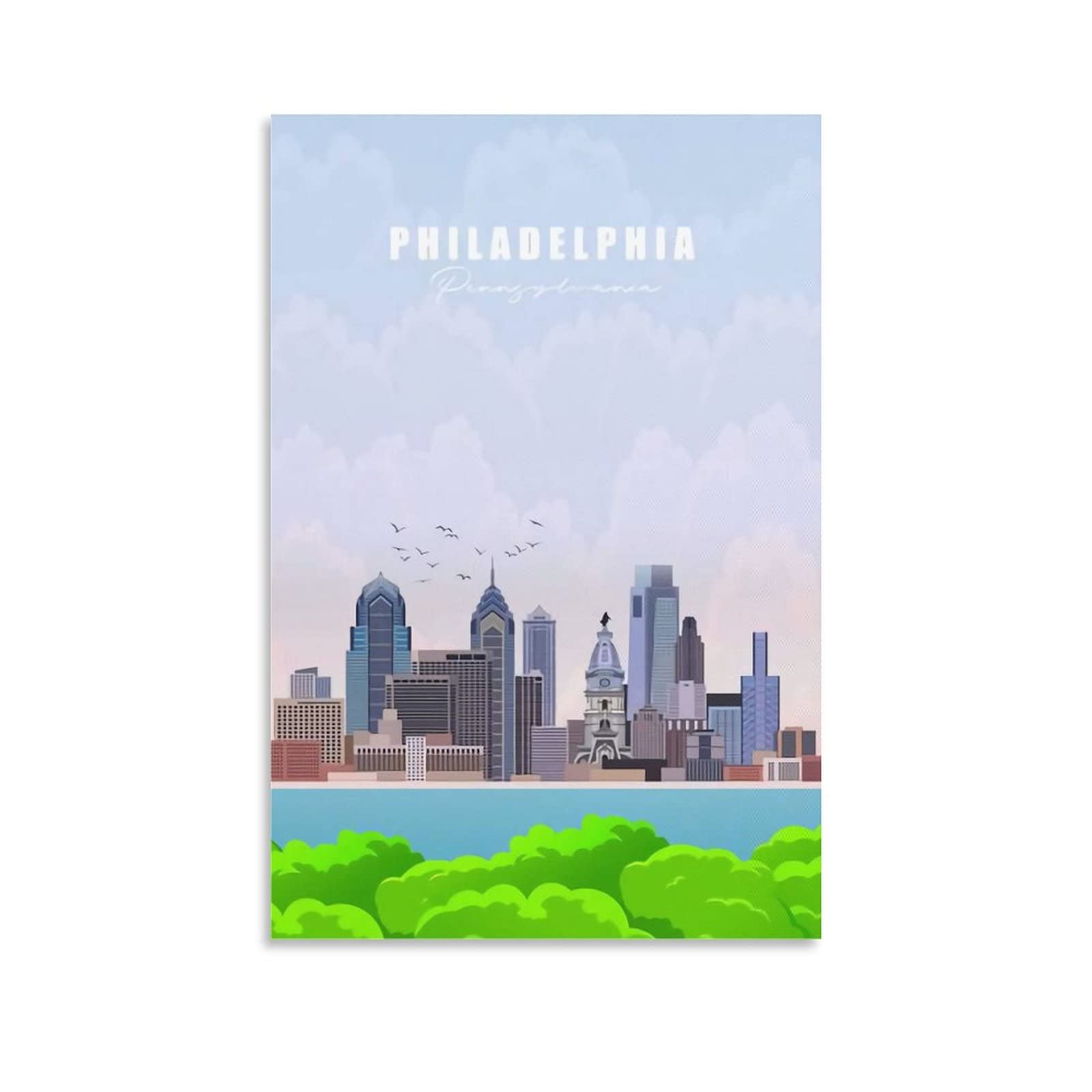 Kziwq T152 Metal Tin Sign Philadelphia Building Retro Decor Art Sign Home Kitchen Bar Cafe Club Cave Wall Decor Vintage Travel Sign 15X30cm