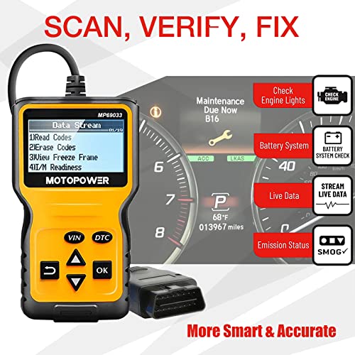 MOTOPOWER MP69033A Engine Fault Code Reader Scanner CAN Diagnostic Scan Tool