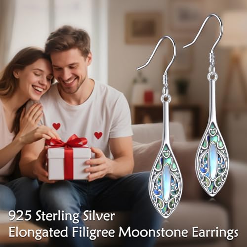 Abalone Shell Filigree Earrings 925 Sterling Silver Half Butterfly/Dragonfly Teardrop/Long/Vintage Abalone Shell Drop Dangling Earrings Bohemian Jewelry Gifts for Women4