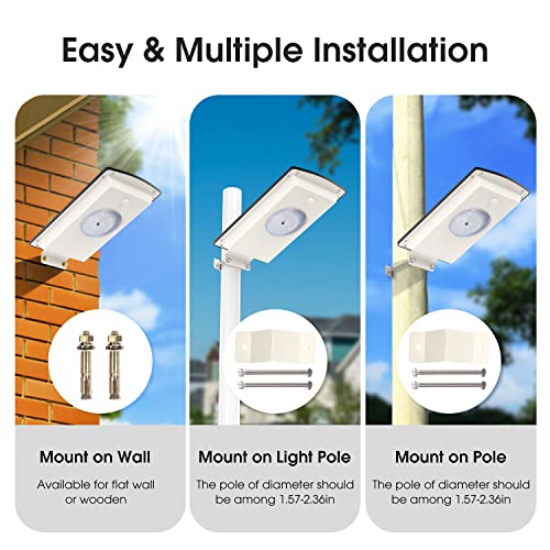 Malitupy Solar Street Lights Outdoor, Cool White/Warm White Solar Street Light Dusk to Dawn/Motion Sensor, 1300LM IP65 Waterproof with Remote, Dimmable Area Security Light for Yard Path Driveway - Thumbnail 7