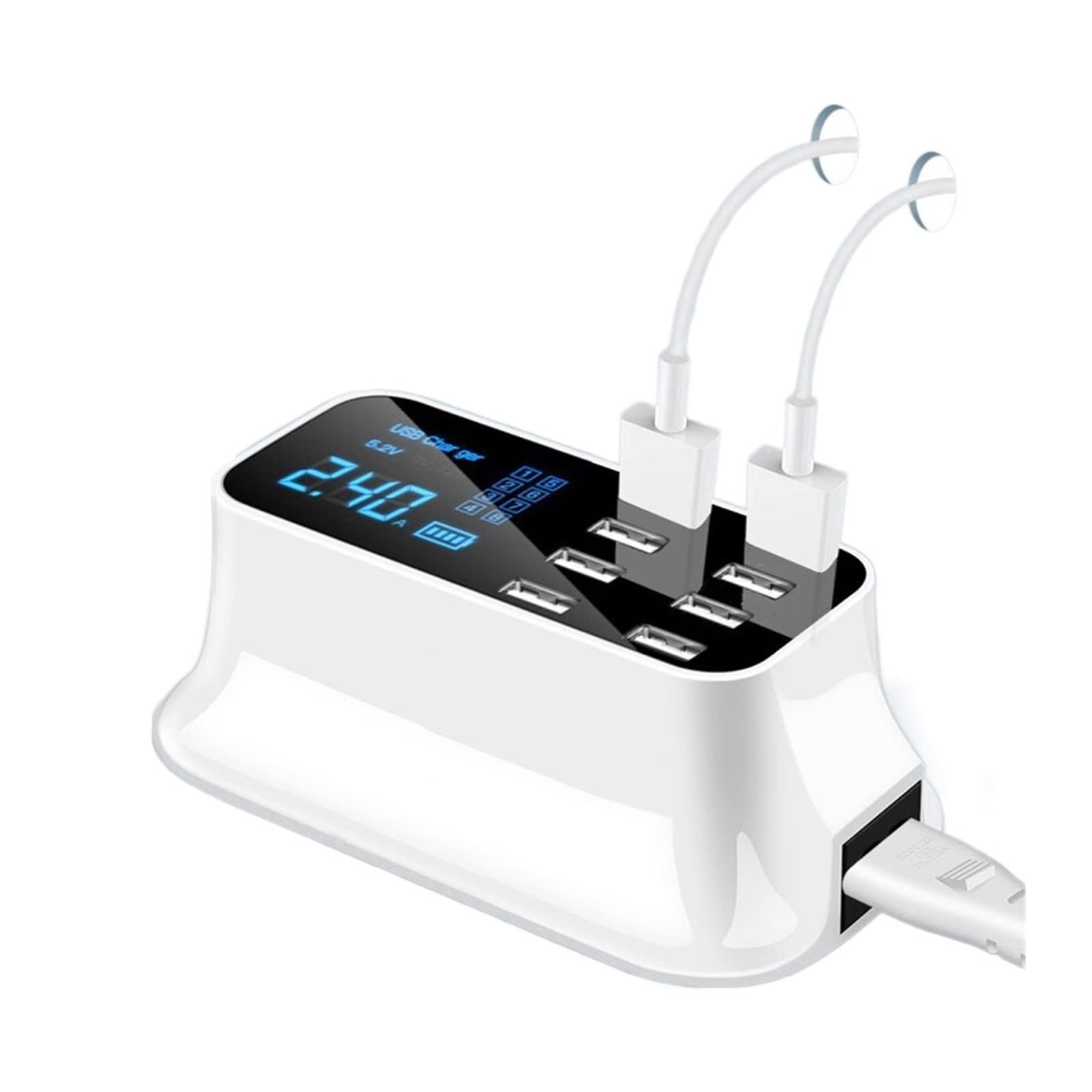 Caricabatterie USB, Display Digitale a 8 Porte Carica Rapida Adattatore di Ricarica Stazione Telefono Cellulare Domestica da Parete Compatibile con Il Caricabatterie Sicuro