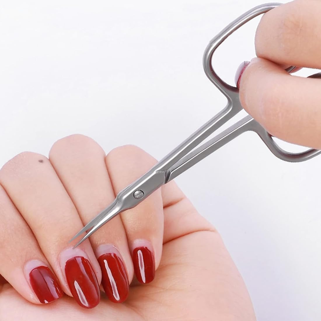 Tijeras De Manicura, Tijeras para Cuticulas Curva Punta Fina, Tijeras para Cutículas de Acero Inoxidable, Tijeras para Uñas Extra Afiladas, para Cutículas, Piel Muerta, Cejas, Pestaña, Plateado