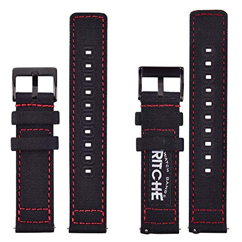 Image of Ritche Christmas Gift Canvas Vintage Quick Release Watch Band 18mm 20mm 22mm 24mm Replacement Watch Straps for Men Women, White Elephant Gifts, Stocking Stuffers for Men, Father's Day gifts