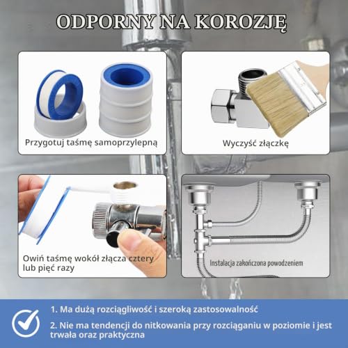 4 szt. Taśma PTFE, Scotch zapobiegająca wyciekom wody, wodoodporna taśma hydrauliczna, PTFE, do hydrauliki, armatury, węży, odporna na ekstremalne temperatury i wilgoć (10 mm x 12 mm)
