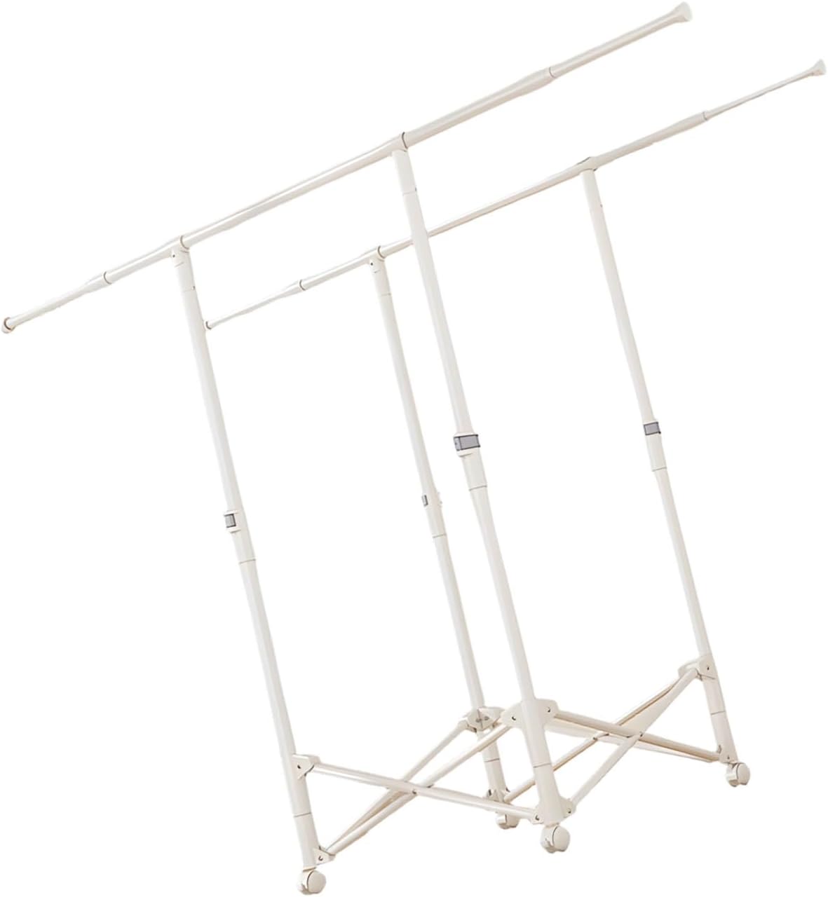 No Assembly Folding Clothes Drying System with Two Bars and Carrying Bag for Indoor Outdoor Use