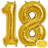 DeaGo XXL Folienballon Zahl [ca.100cm], Gold Luftballon Zahlen für Geburtstag Jubiläum & Party Geschenk partydeko Folienballon Zahlen Luftballons Happy Birthday