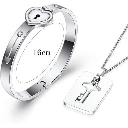 Amazon Pichidr Jp 鍵 ブレスレット レディース ネックレス メンズ キー 鍵 バングル ロック 同心ロック カップル 記念日 プレゼント カップル ペア アクセサリー 繋ぎ 永遠の愛 ネックレス 通販
