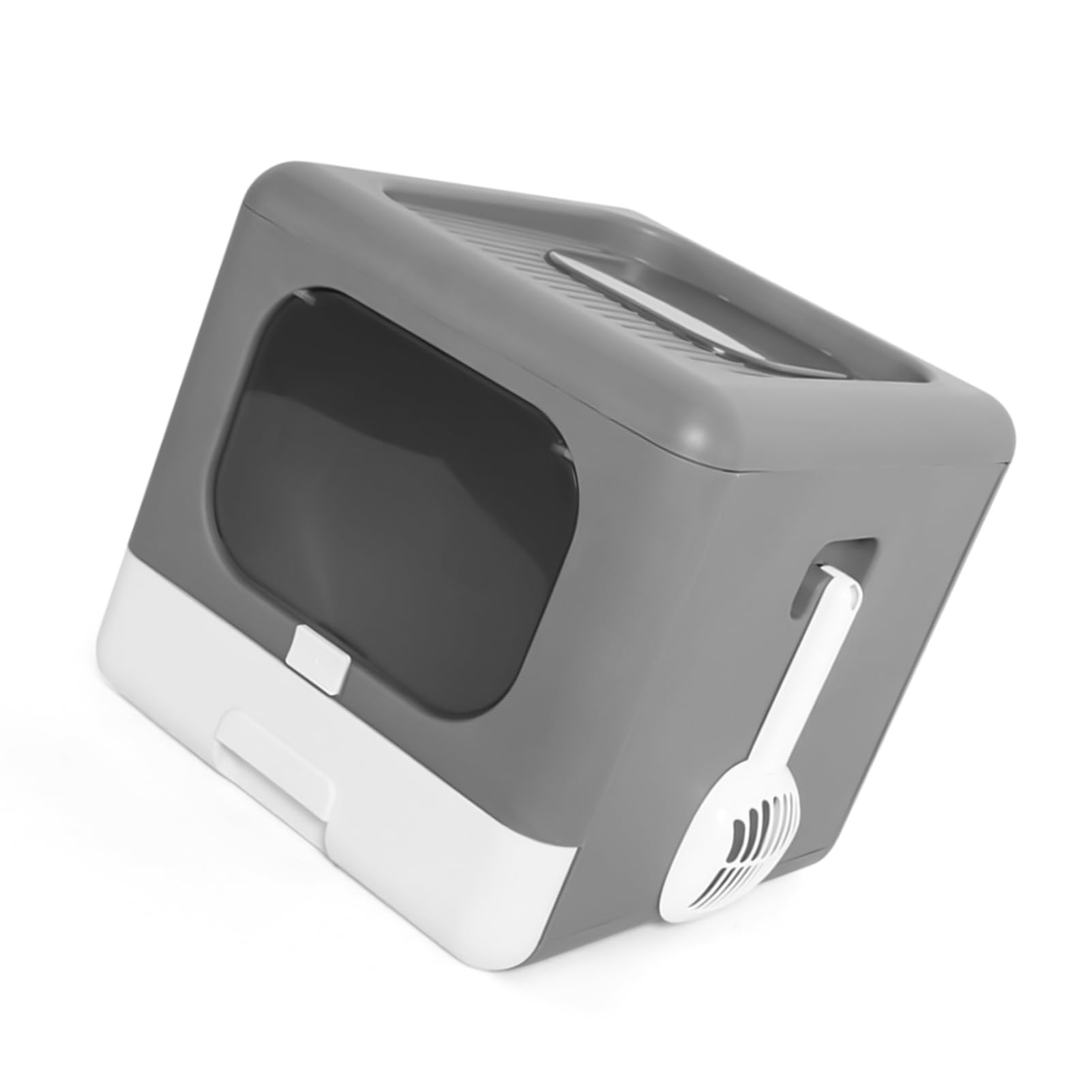 Lettiera con Gatto Grande Portatile Portatile Pieghevole Box Completamente Chiuso in Vasino Entry Entry Olest Cotto di Uscita Grigio Grigio (GREY)