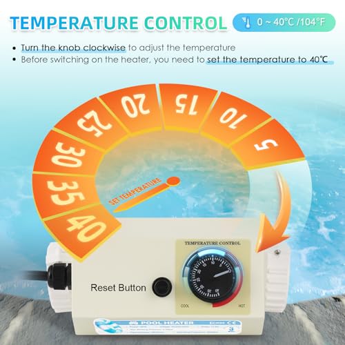 Mxmoonant Pool Heater 3KW 220 240V, Electric Hot Tub Heater Water Thermostat with Temperature Control Self Heating for 500 Gals Spa, Bathtub, Swimming Pool (Hardwired) - Thumbnail 2