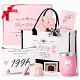 Evelunya 30 Geburtstag Frauen, Tote-Bag-Geschenkset, Duftkerze mit echten Blüten, Exklusives Geschenkset, Besondere Geschenkideen, Verwöhn-Geschenk für Frauen, Limitierte Auflage 1996