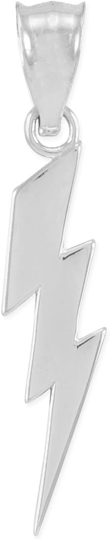 Polished 10k White Gold Lightning Bolt Charm Pendant