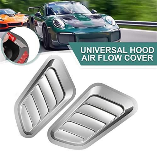 Image of Blilo Car Hood Vents, 2PCS Universal Hood Air Vents for Car Hood Scoop, Bonnet Vent Hood Air Intake Trim Cover (Silver)