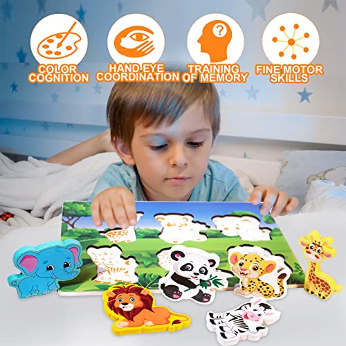 Wtaleop Wooden Puzzles For Toddlers Chunky Puzzle (6 Pcs) Animal Puzzles For Kids Ages 1-3+ #TOP1