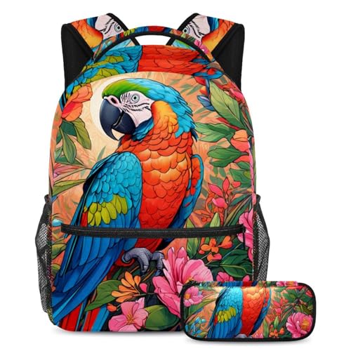 Sac d'école pour garçons filles adolescents grand format imprimé perroquet