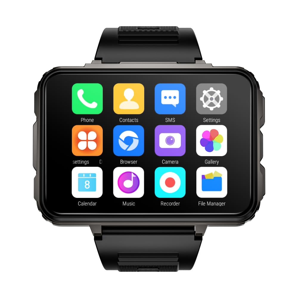 LOKMAT Montre intelligente 4G 6 Go + 128 Go Android Appel téléphonique Téléphone Téléphone Grand écran 2,4" Montre de sport 1500 mAh Double Caméra WiFi Bluetooth GPS Montre intelligente pour homme