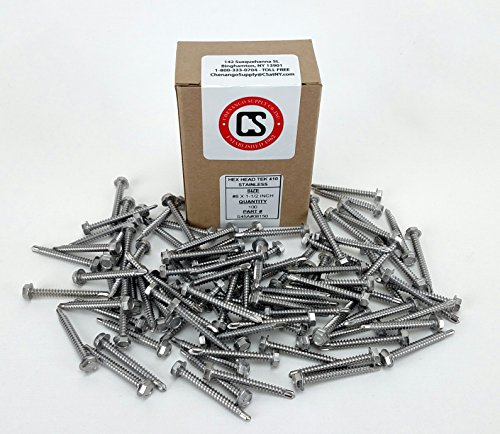 Tornillos hex washer cabeza auto perforantes acero inoxidable #8 x 1-1/2 pulg miniatura 4