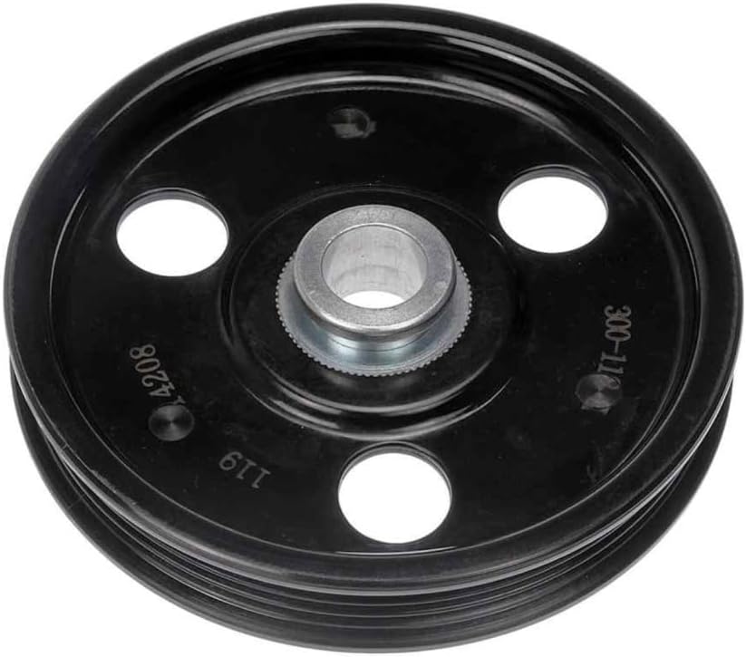 KarParts360 For Chrysler Voyager 2000 2001 2002 2003 Power Steering Pump Pulley | Phenolic | Serpentine Belt Type | Black Color | Press-Fit Mount Type | 4 Groove | Replacement For 4612383