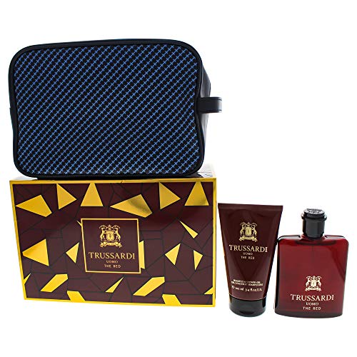 Trussardi Uomo The Red By Trussardi for Men - 3 Pc Gift Set 3.4oz Edt Spray, 3.4oz Shampoo Anad Shower Gel, Washbag, 3count