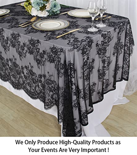 Lace-Tablecloth-Rectangular 60X120-Inch Black Tablecloth Floral Lace Tablecloth Rectangle Wedding Tablecloths Lace Table Cloth Table Overlay Table Cloths Rectangle 60 X 120 (1 Pack, Black-015) #TOP1