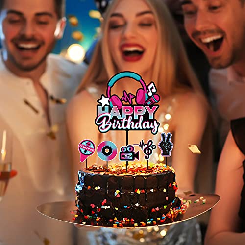 46 Pieces Happy Birthday Cake Topper Musical Cupcake Toppers Set Musical Social Media Cake Toppers Music Notes Birthday Cake Decorations Party Dessert Cupcake Toppers Picks For Birthday Party Supplies #TOP6