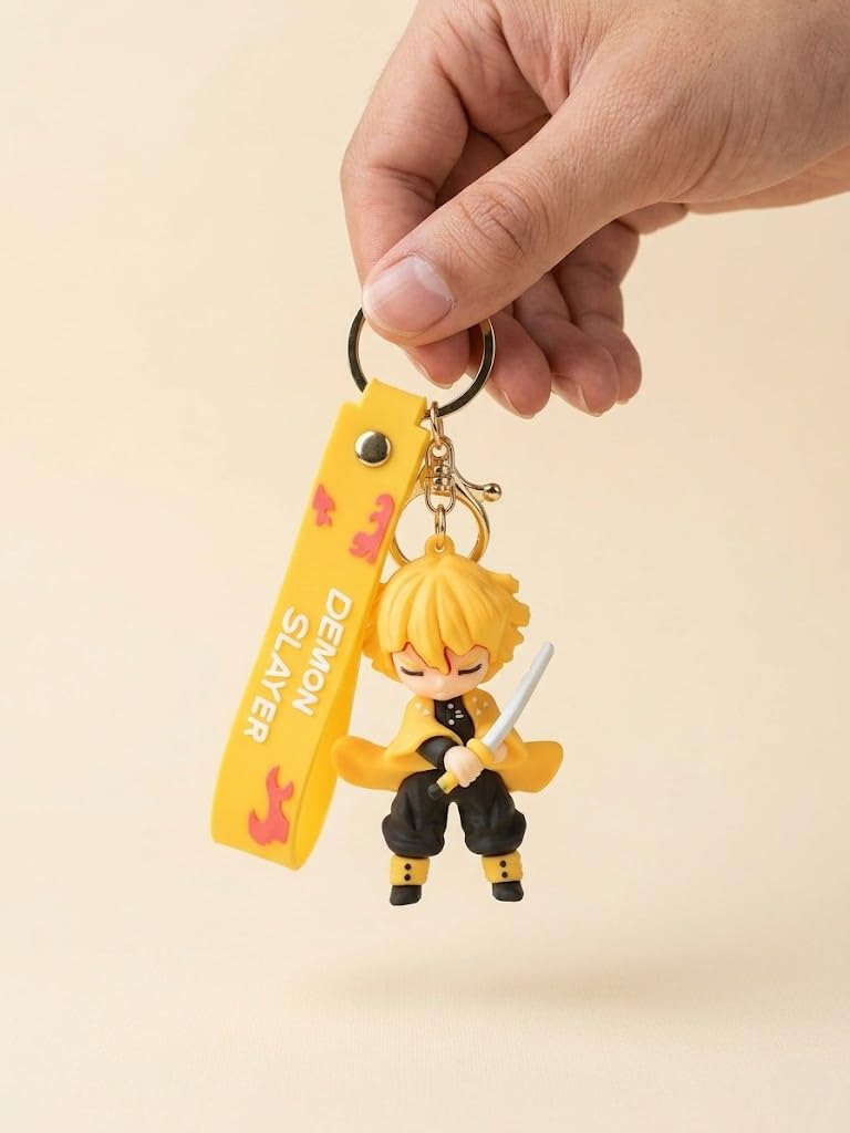 Demon Slayer Anime Silicone Keychain with Wrist Strap, Premium Metal Ring and Clasp Keyring for Backpack, Car, Bike, Keys and Bags, Pack of 1-image-12