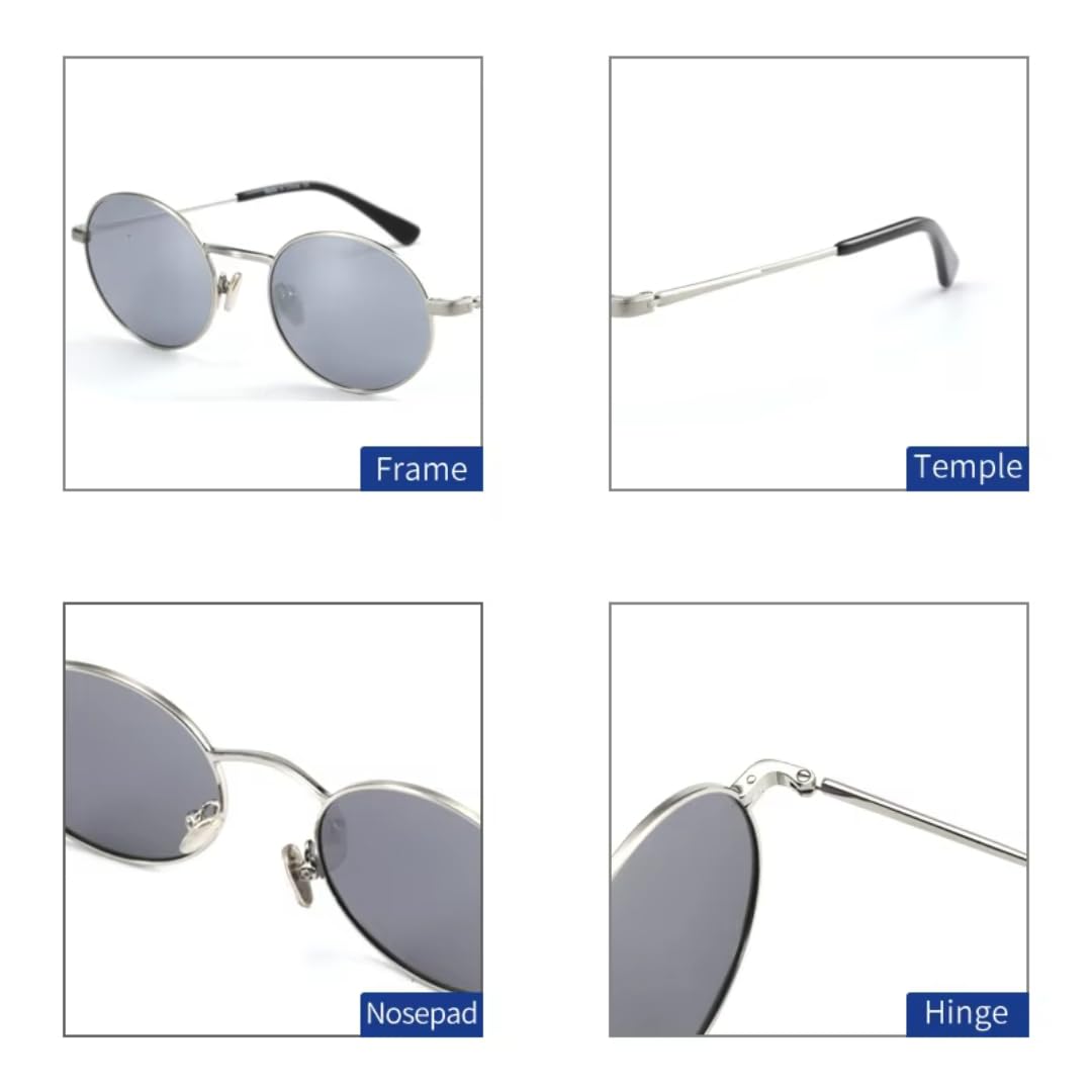 Gafas de sol redondas polarizadas para hombre con montura metálica y protección UV400.