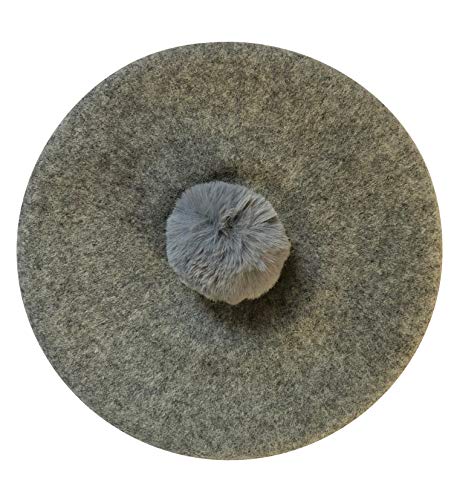 Central Chic Joli béret avec Un Design de Pompon en Fausse Fourrure en Gris Cover