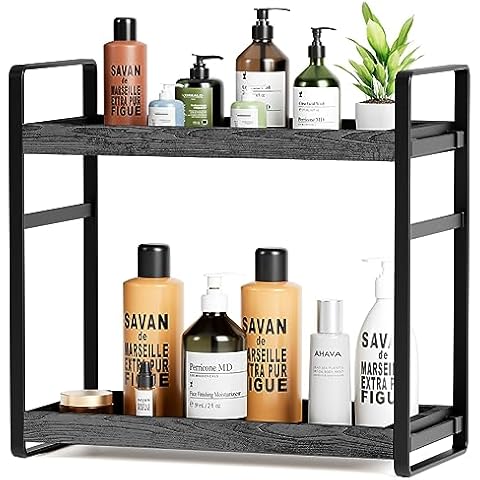 HAMITOR 2-Tier Adjustable Bathroom Organizer Countertop Cover