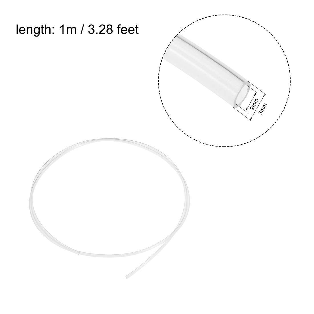 DMiotech Nylon Air Tubing - 5/64" ID X 1/8" OD, 3.28ft Clear PA6 Tube For Aquarium & Pneumatics