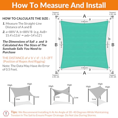 Image of KANAGAWA 23'X23' Sun Shade Sail Turquoise Curved Square Customizable