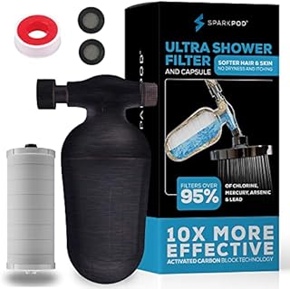 SparkPod Ultra Shower Filter- Shower Head Water Filter & Cartridge- 150 Stage Equivalent for Hard Water, Removes Up to 95% of Chlorine, Heavy Metals for Soft Hair and Skin (Luxury Polished Chrome)