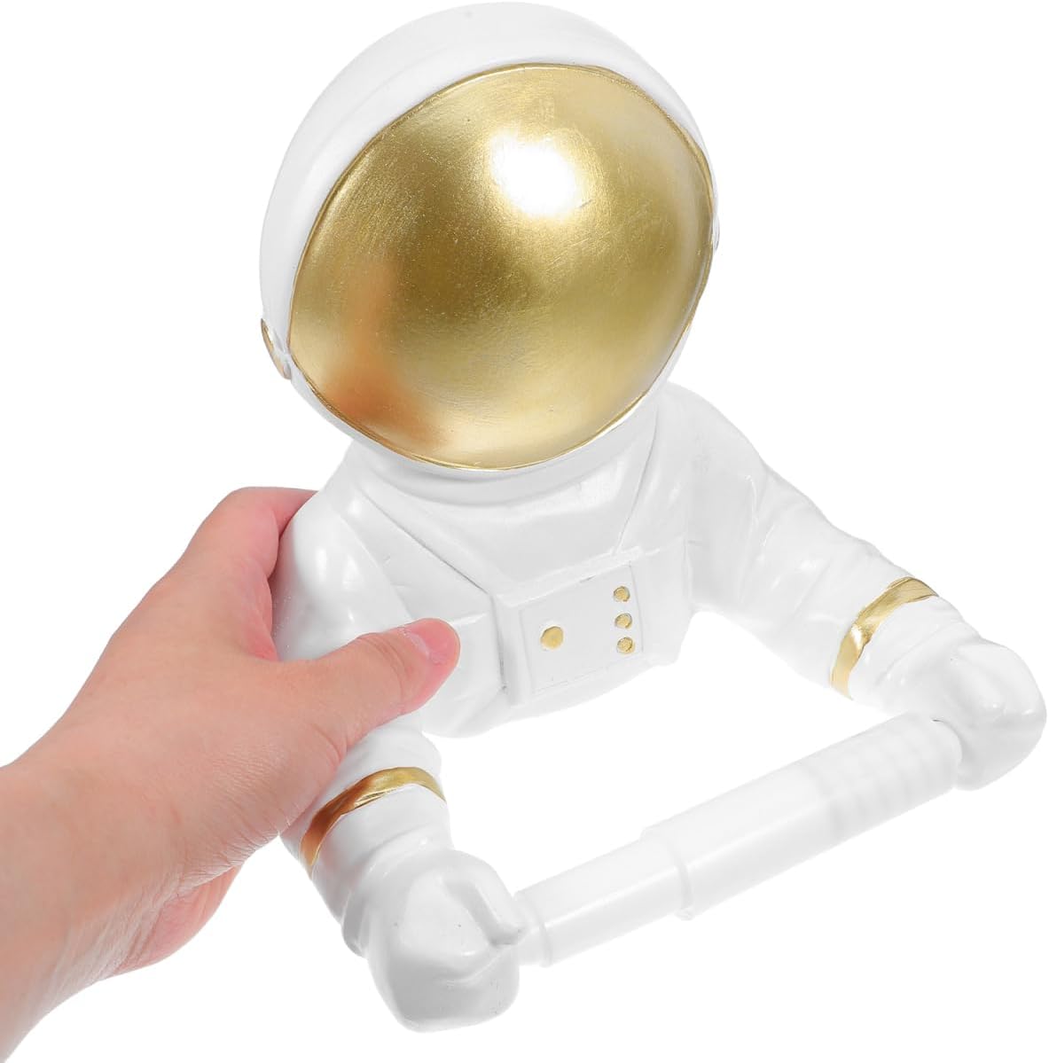 Healifty Astronaut Tissue Holder Portable Roll Paper Organizer Light Luxury Bathroom Accessory for Home Hotel Restaurant 7.08X6.88X4.72In