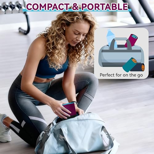 Elvior Fitness Handtuch - 120x50cm Sporthandtuch - rutschfest Gym Handtuch aus Mikrofaser mit Reißverschlusstasche für Fitnessstudio, Yoga und Sport (Weinrot/Blau)