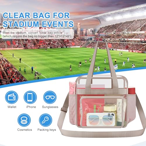 Image of Busiuw Clear Bag for Stadium Events, Stadium Approved 12x12x6 Clear Tote Bag for Sport Fan, Work Concert Travel