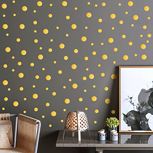 Buiory 320Pcs Removable Diy Gold Metallic Feel Dots Wall Decals Vinyl Polka Circle Wall Sticker Peel And Stick Art Decor Murals For Children Baby Room Girls Bedroom Nursery Weeding Teens Playroom Classroom Door (General Dot) #TOP5